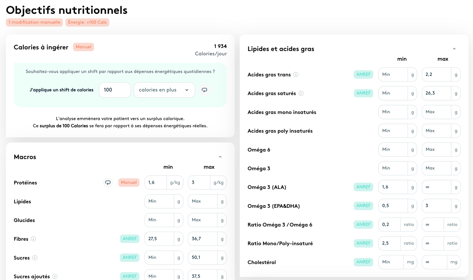 Objectifs nutritionnels